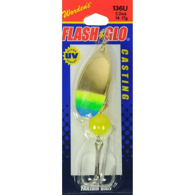 Yakima Worden’S Flash Glo Spinner – 1/2 Oz, Brass Body With Chartreuse/Green/Blue Blade 1