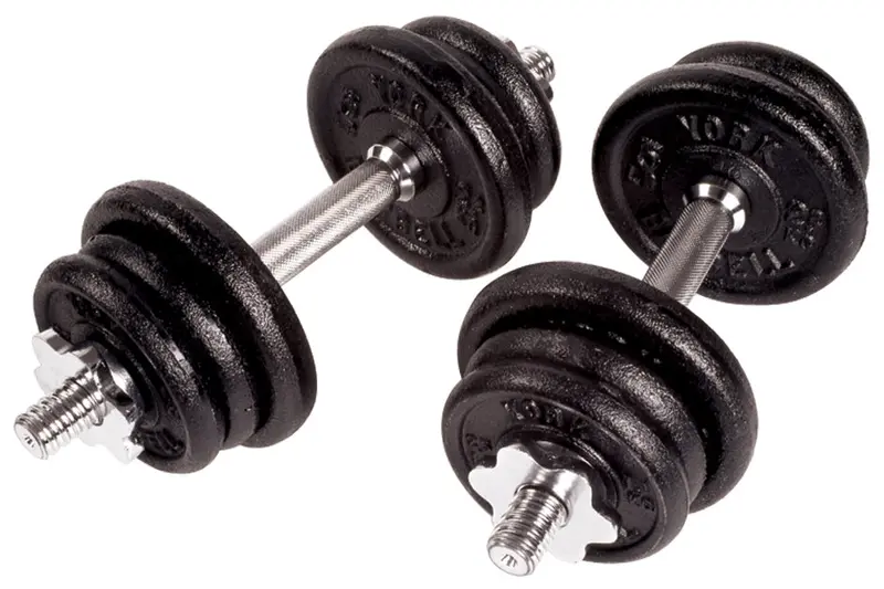 York Cast Iron Adjustable Spin-Lock Dumbbell Set 1