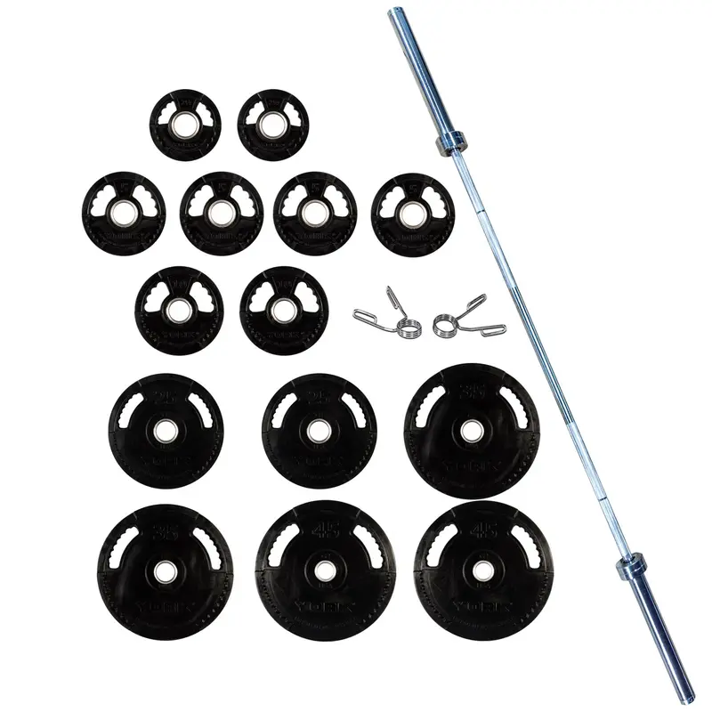 York G-2 Rubber-Coated Olympic Weight Plate Set – Quiet & Floor-Friendly 1