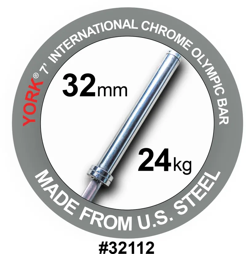 York Ns-6500 Power Olympic Bar – 7 Ft, 32Mm Diameter, 2000 Lb Rated 1