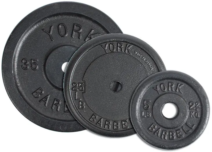 York Ns-6540 Standard Cast Iron Weight Plates – 1-Inch Hole, Contour Grip 1