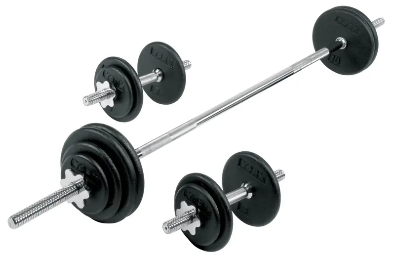 York Pro Cast Iron Spinlock Dumbbell And Barbell Set 1