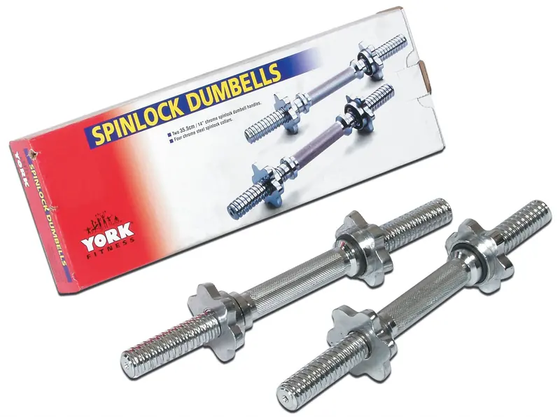 York Spinlock Dumbbell Handles With Collars – 14" Pair 1