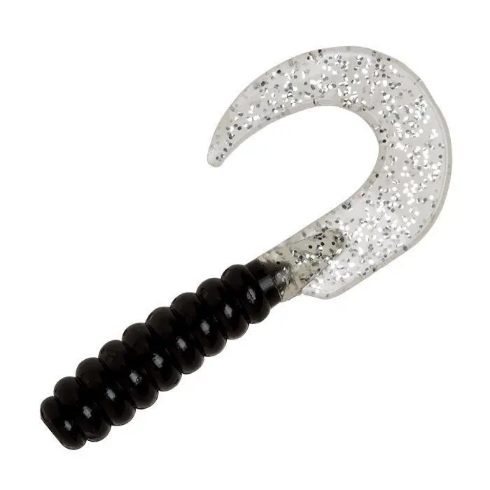 Yum Walleye Grub – 3-Inch, Black/Silver, 12-Pack 1