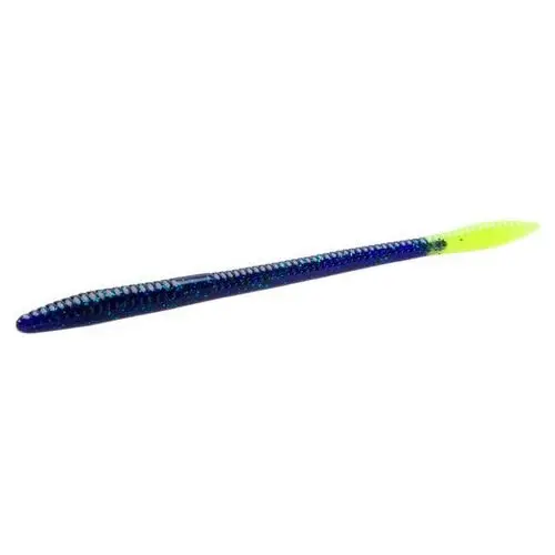 Zoom Trick Worm Soft Bait – 6.5-Inch, Junebug With Chartreuse Tail, 20-Pack 1